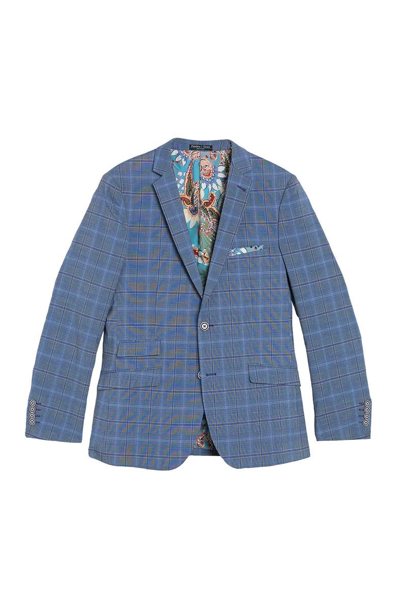 PAISLEY AND GRAY Plaid Print Slim Fit Two Button Notch Collar Jacket, Main, color,