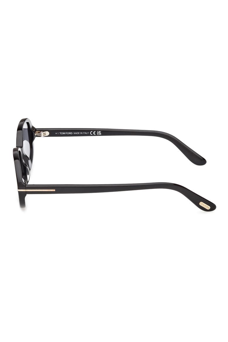 49mm Small Iggy Oval Sunglasses, Alternate, color, SHINY BLACK / SMOKE