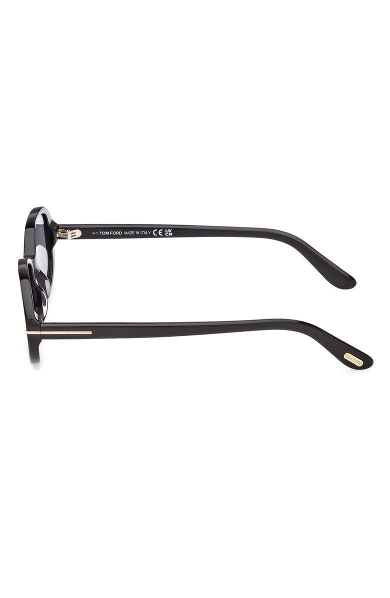TOM FORD 49mm Small Iggy Oval Sunglasses, Alternate, color, Shiny Black / Smoke Lens