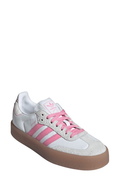 Adidas Originals Sambae Sneakers In White And Pink In Animal Print