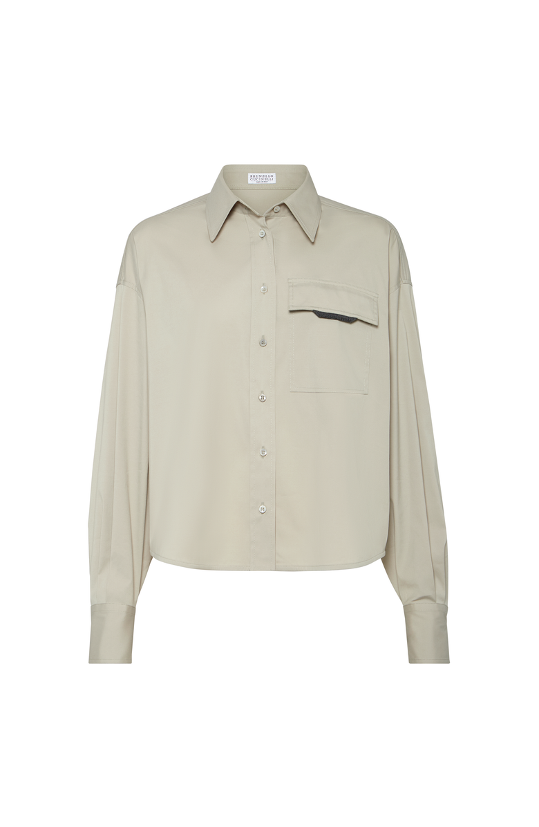 Brunello Cucinelli Stretch poplin shirt, Main, color, Cool Beige