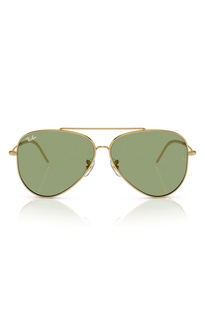 Ray-Ban Reverse 62mm Oversize Aviator Sunglasses, Alternate, color, Green