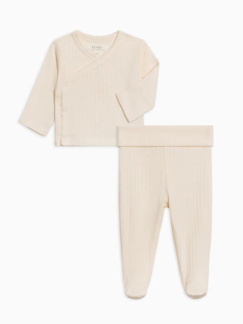 Lacey Pointelle Kimono Top and Pant Set (Baby)