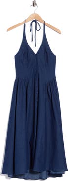 Lush Halter Neck Button Front Fit and Flare Midi Dress