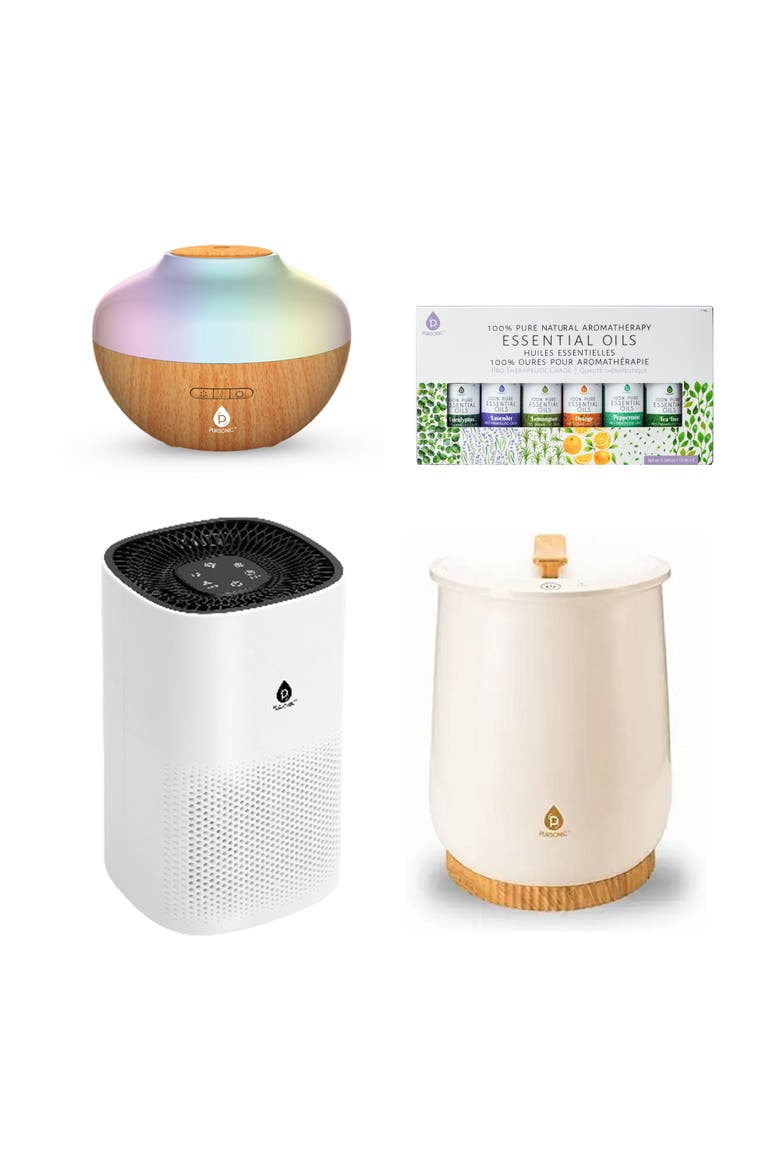 Home Wellness Collection Towel Warmer, True HEPA Purifier, Diffuser, & Essential Oils, Main, color, White