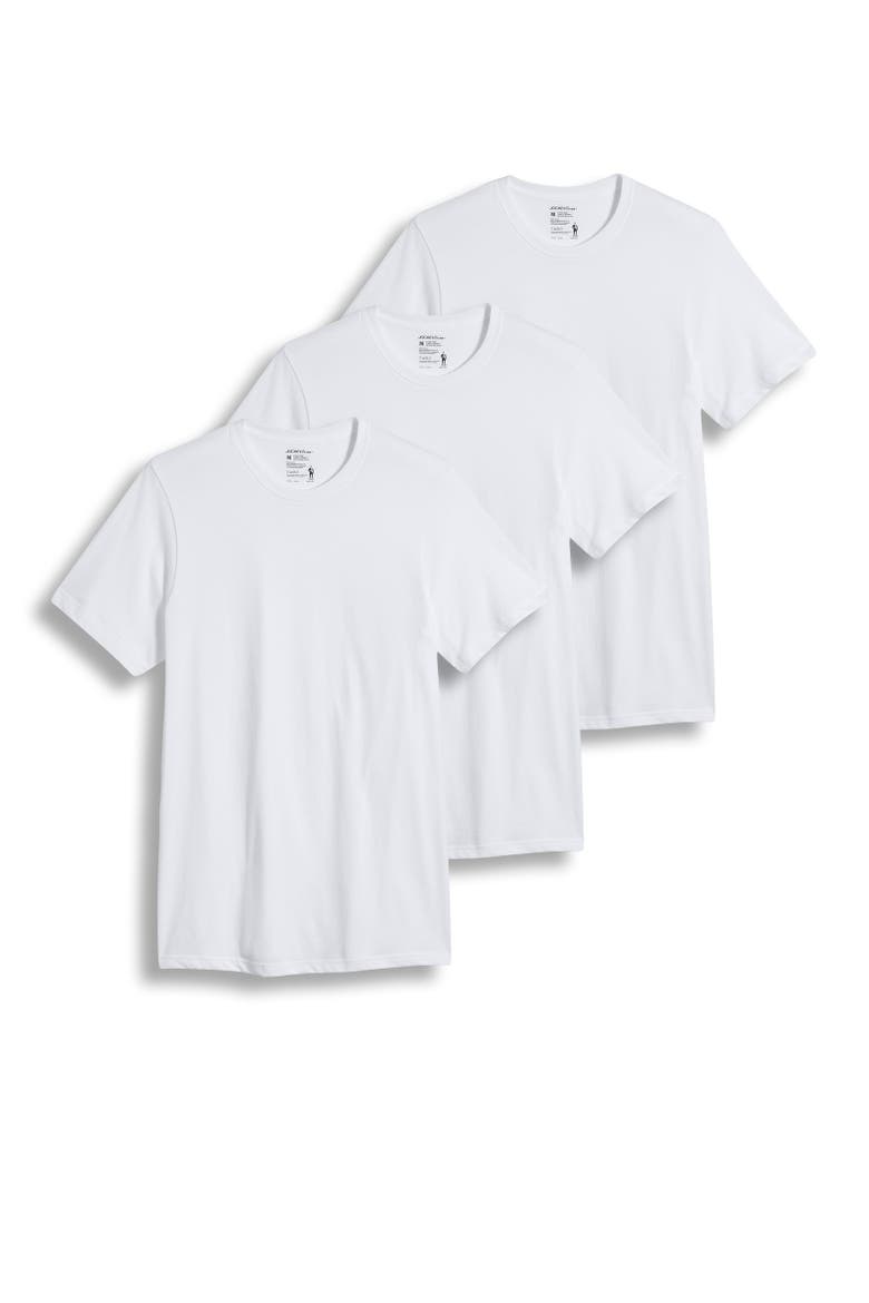 Men's 100% Cotton Classic Crew Neck Undershirt - 3 Pack, Main, color, White