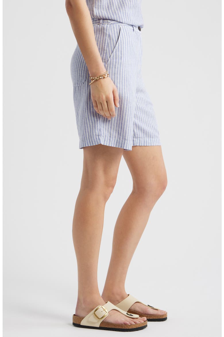 Relaxed Linen Blend Bermuda Shorts, Alternate, color, BLUE- IVORY PENNY STRIPE