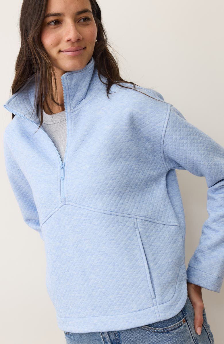 Marine Layer Corbet Quilted Half-Zip Sweatshirt, Alternate, color, Soft Chambray