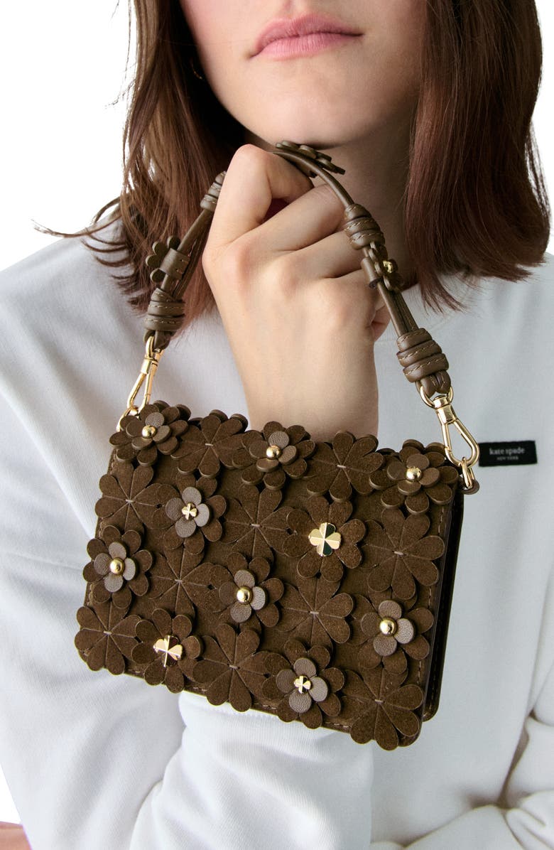 Kate Spade New York natasha floral embellished leather mini bag, Alternate, color, Burnt Sage