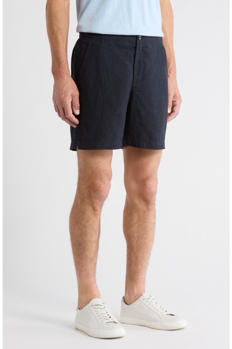 Flat Front Linen Shorts, Alternate, color, NAVY SAPPHIRE