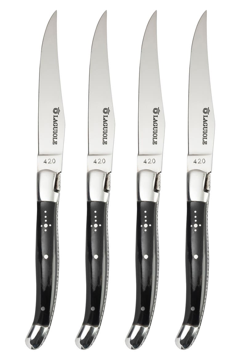 Laguiole Steak Knives - Set of 4, Main, color, BLACK