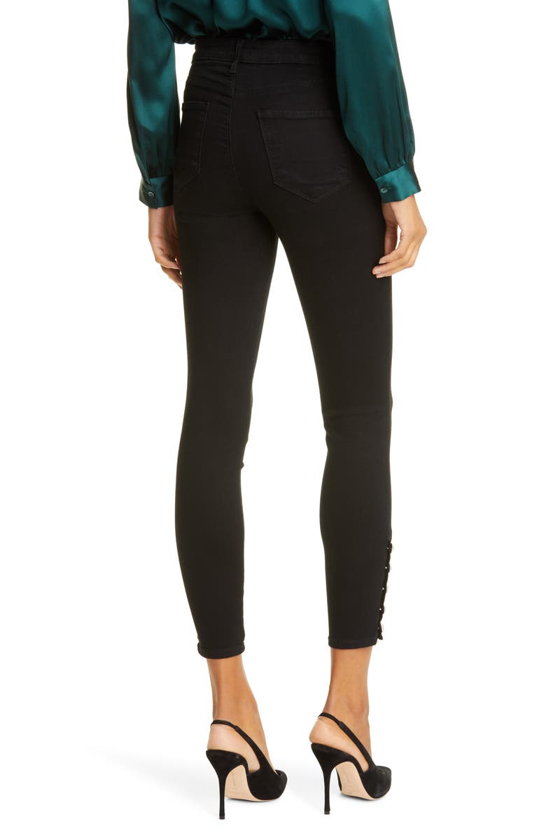 L'AGENCE Lindsey Crystal Button High Waist Ankle Skinny Jeans, Alternate, color, 