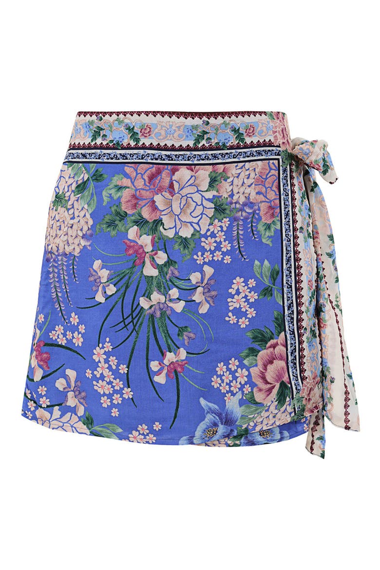 Ziara Side Tie Cover-Up Miniskirt, Alternate, color, BLUE