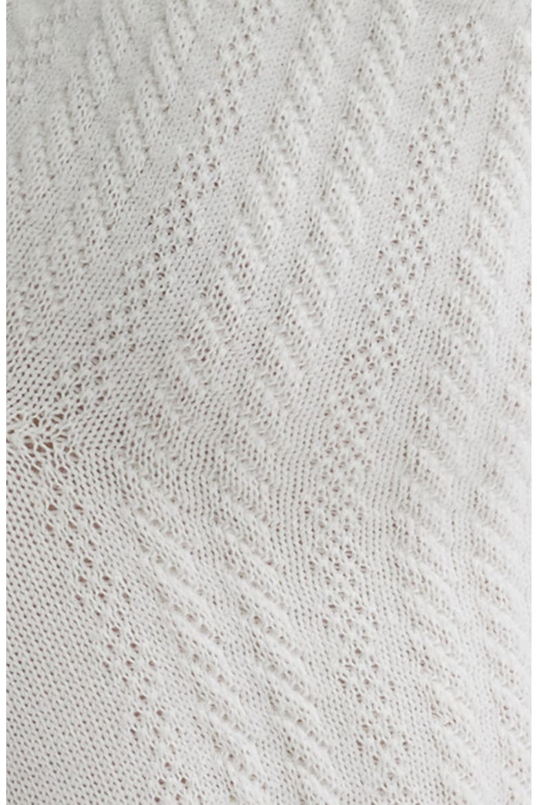 Scallop Cuff Cotton Blend Pointelle Quarter Socks, Alternate, color, IVORY