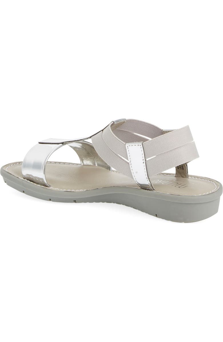 Munro 'Ideal' T-Strap Sandal, Alternate, color, Silver Mirror/ White Elastic