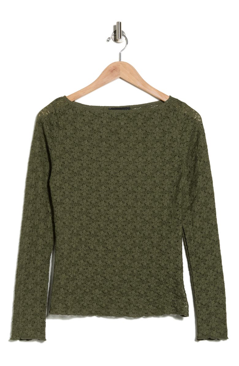 Sanctuary Neck Long Sleeve Lettuce Edge Top, Alternate, color, Fatigue Green