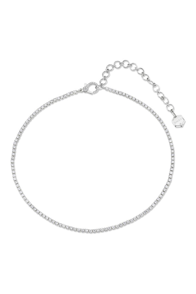 Diamond Tennis Necklace, Main, color, WHITE GOLD