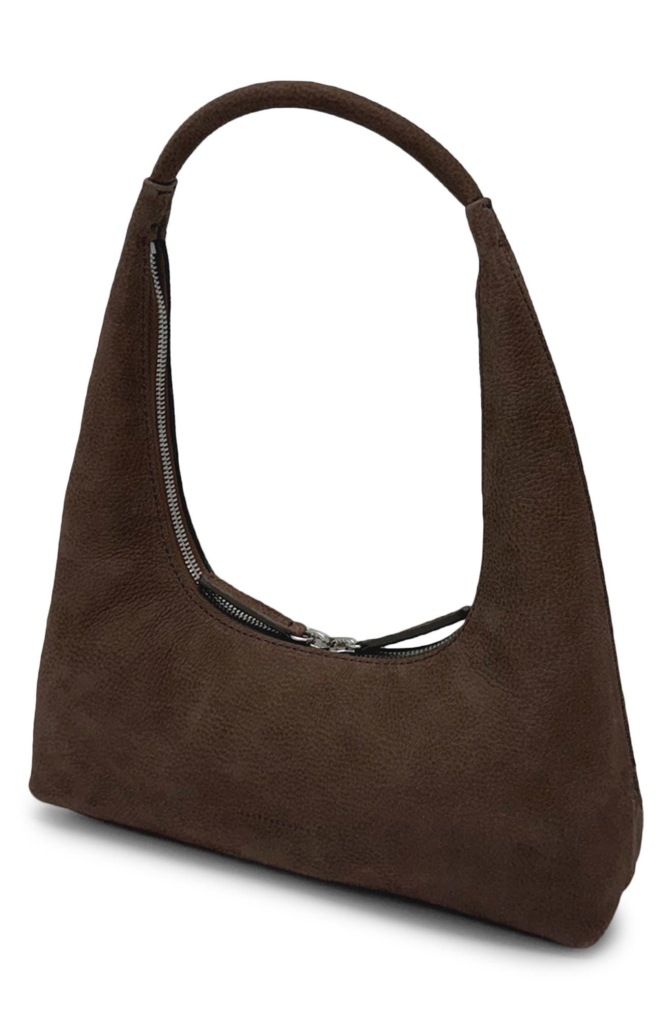 Large Hobo Leather Shoulder Bag, Alternate, color, MILK BROWN NUBUCK