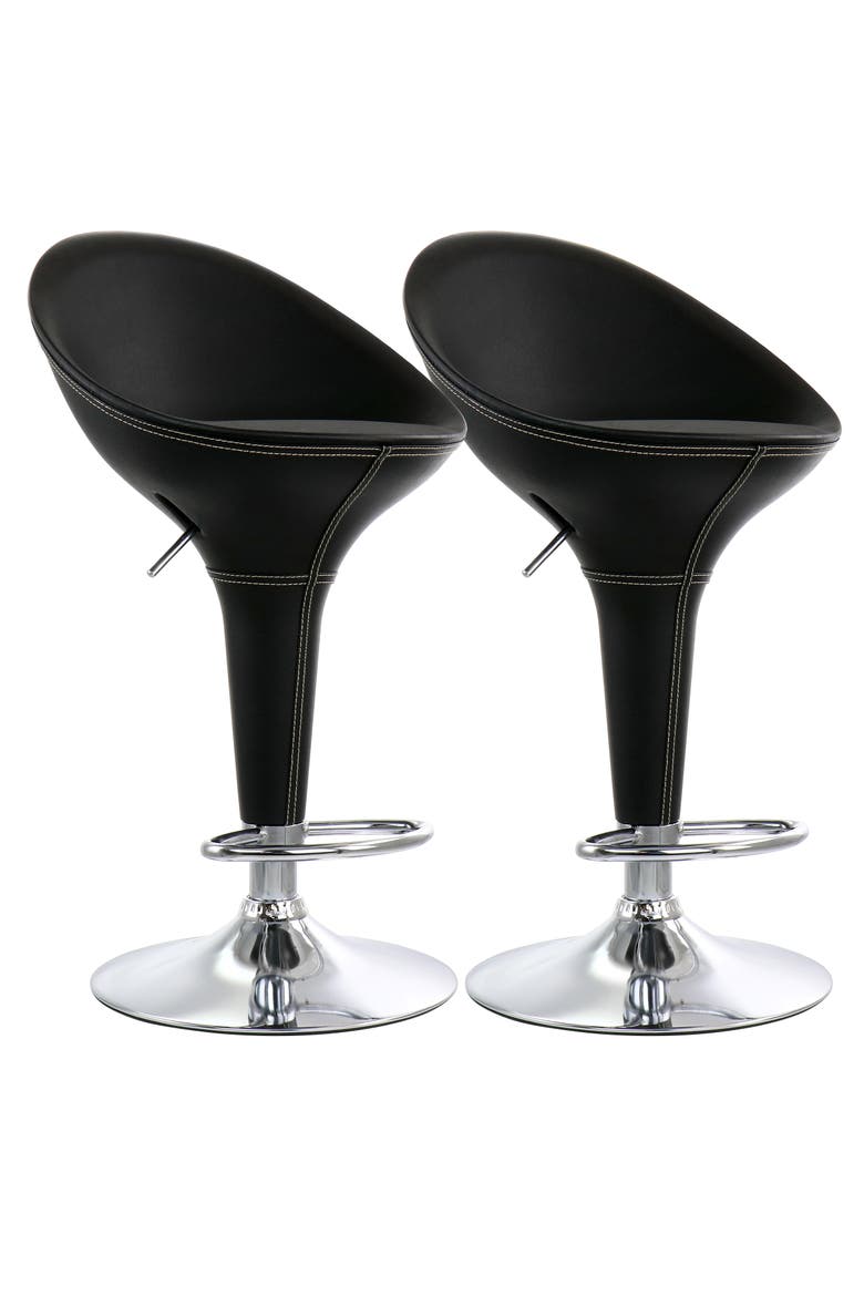 2 Piece Adjustable Plastic Bar Stool, Main, color, Black