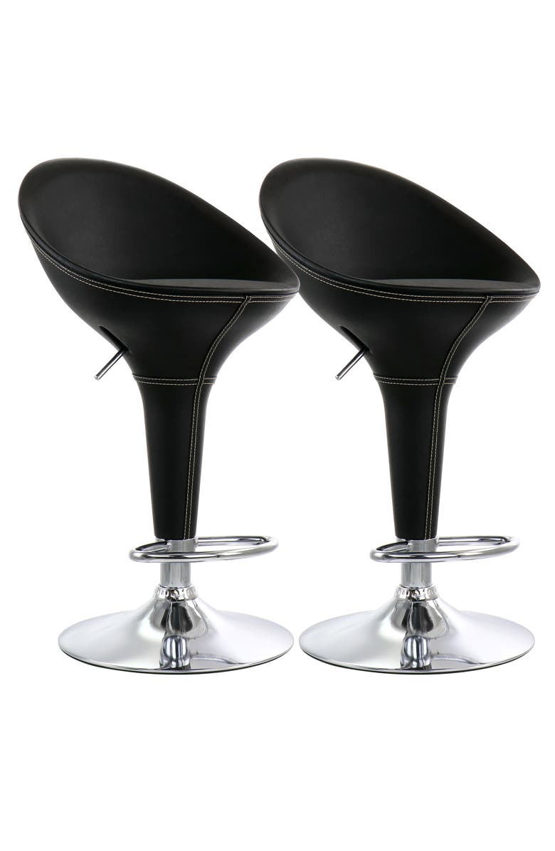 Elama 2 Piece Adjustable Plastic Bar Stool, Main, color, Black