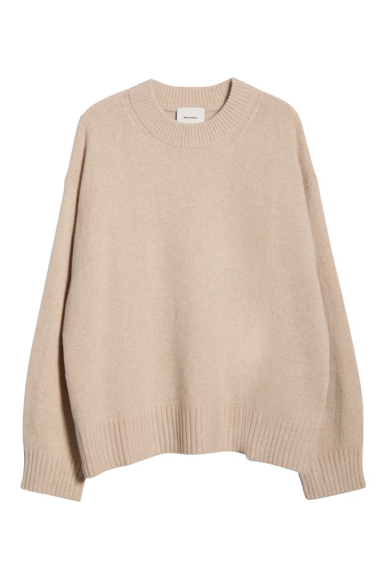 Cove Oversize Crewneck Cashmere Blend Sweater, Alternate, color, WHEAT