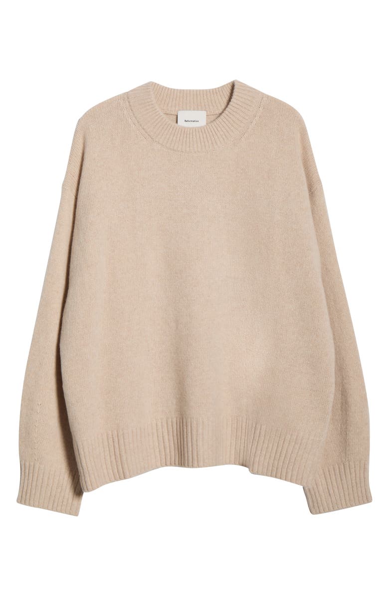 Reformation Cove Oversize Crewneck Cashmere Blend Sweater, Alternate, color, Wheat