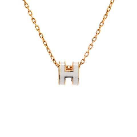 Pop H Pendant Chain Necklace Metal and Enamel Mini