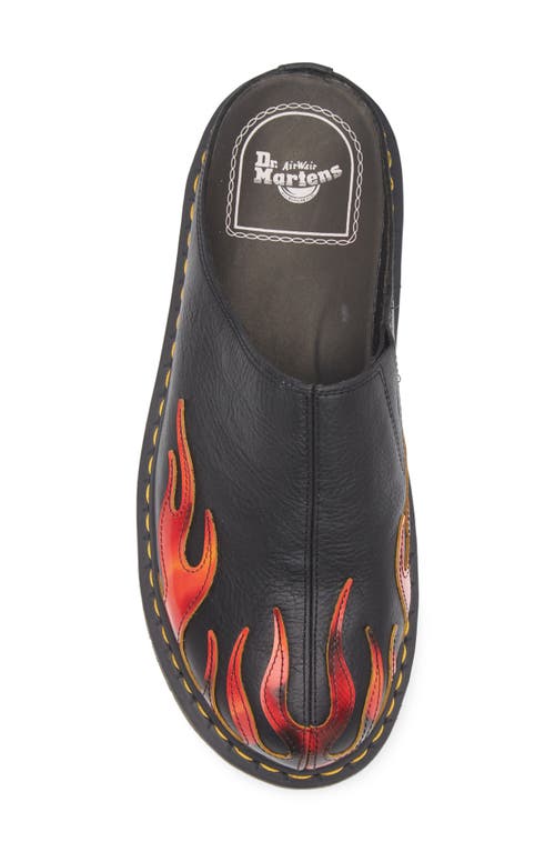 Dr. Martens' Dr. Martens San Flame Appliqué Mule In Black