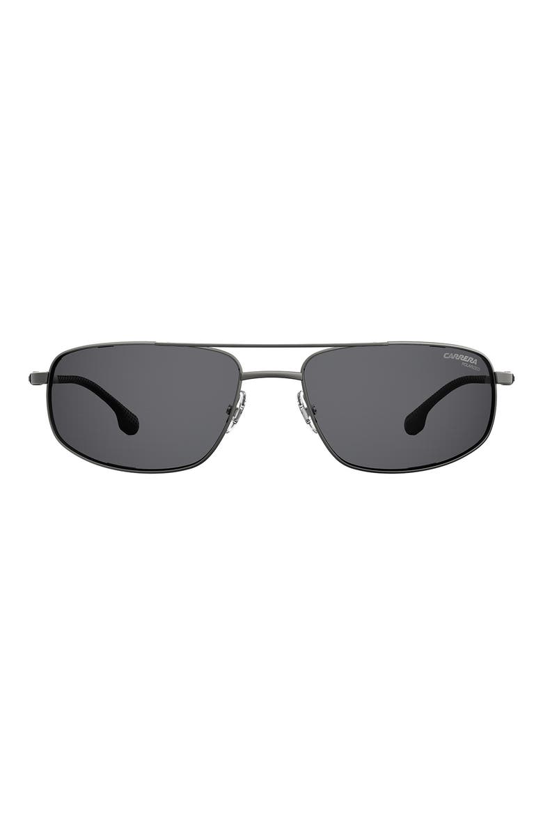 8036/S 62mm Polarized Rectangular Aviator Sunglasses, Main, color, MATTE DARK RUTHENIUM