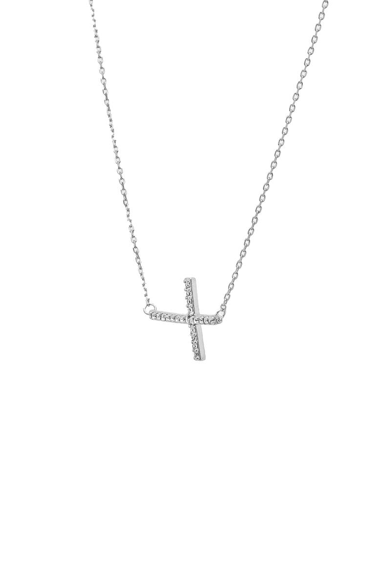 Sterling Silver 18k Gold Plated Horizontal Cross Necklace Gift Idea, Alternate, color, Silver