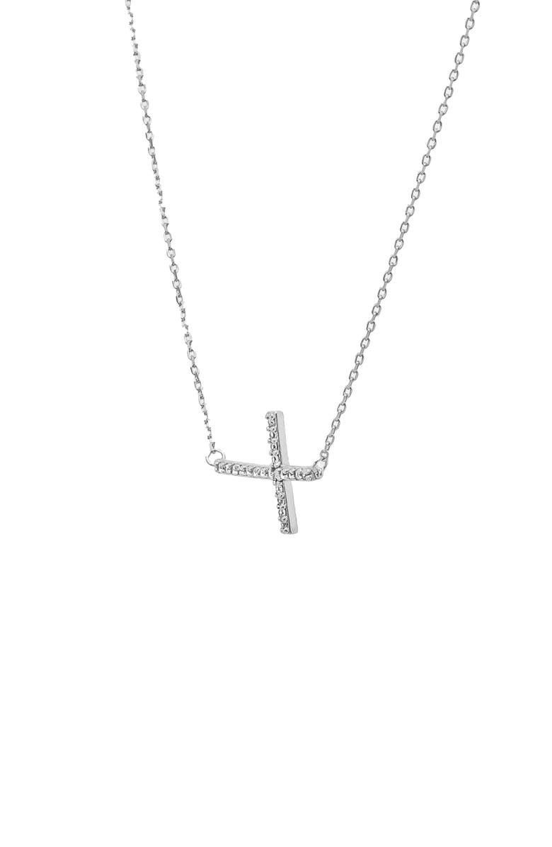 Bearfruit Jewelry Sterling Silver 18k Gold Plated Horizontal Cross Necklace Holiday Gift Idea, Alternate, color, Silver