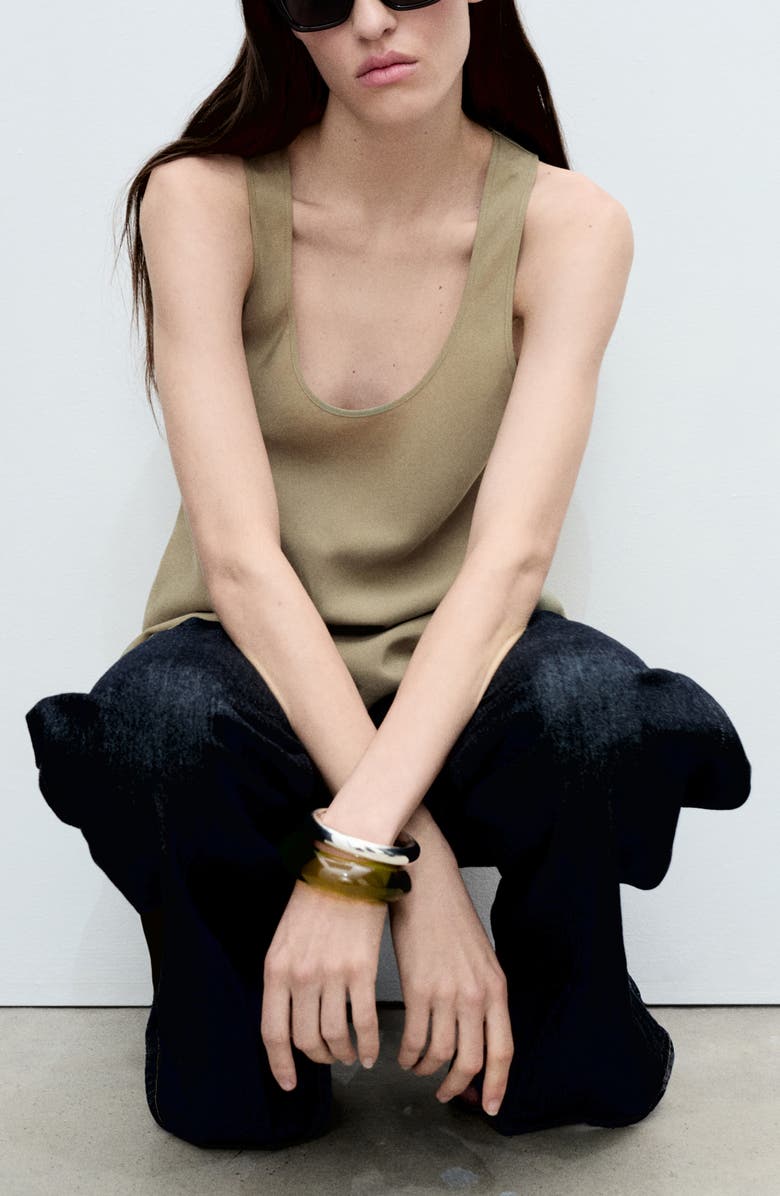 MANGO Swade Asymmetric Hem Tank, Alternate, color, Beige - Khaki