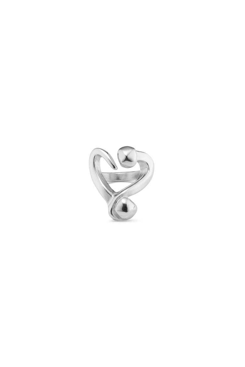 Silver-Plated Open Ring with a Nailed Heart Design, Alternate, color, Silver