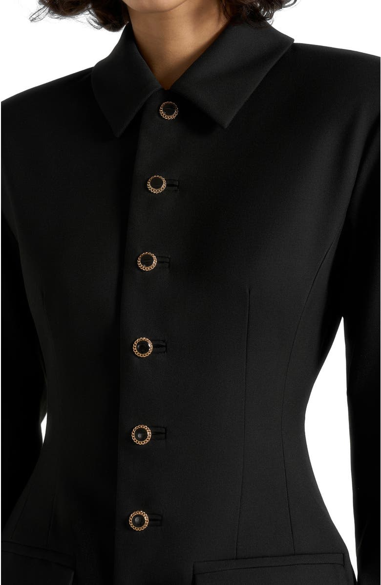 Manière De Voir Amelie Hourglass Button Up Blazer Dress, Alternate, color, Black
