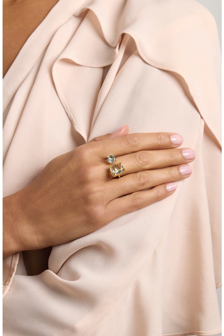 Crystal Open Band Ring, Alternate, color, GOLD