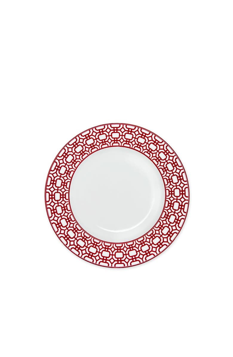 Caskata Newport Crimson Garden Gate Salad Plate - Porcelain - Set 4, Main, color, Red