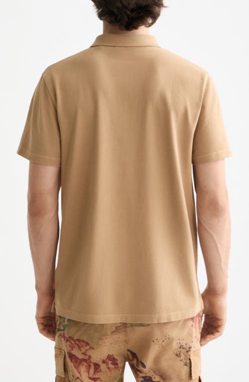 Scotch & Soda Johnny Collar Cotton Piqué Pocket Polo In Brown