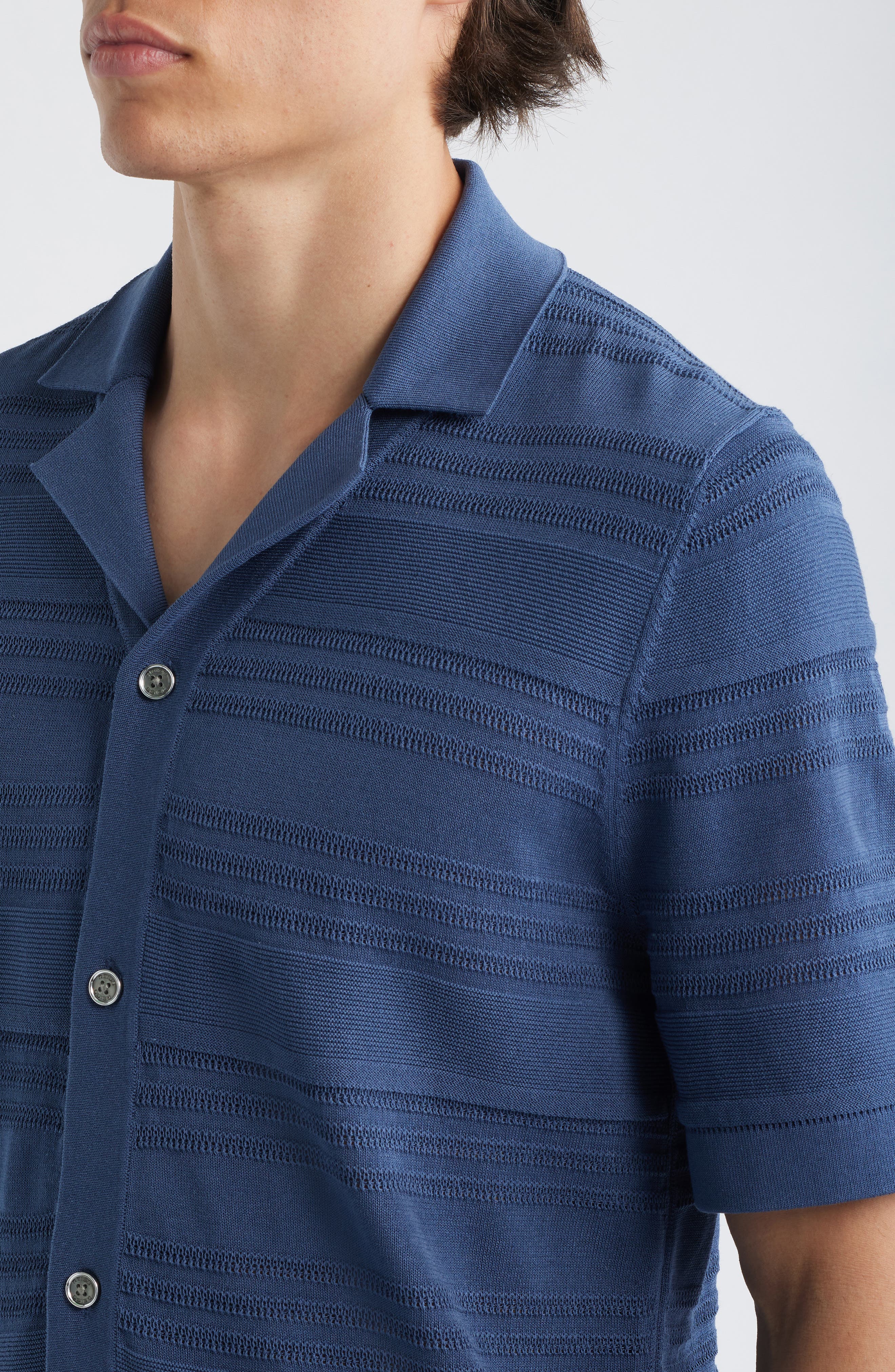 Darsham Textured Stripe Camp Collar Cardigan - image 2