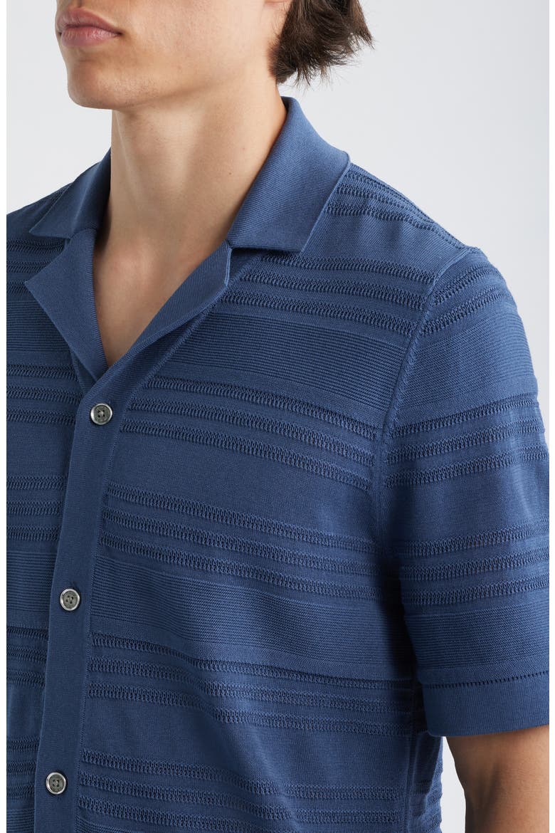 Darsham Textured Stripe Camp Collar Cardigan, Alternate, color, AIRFORCE BLUE