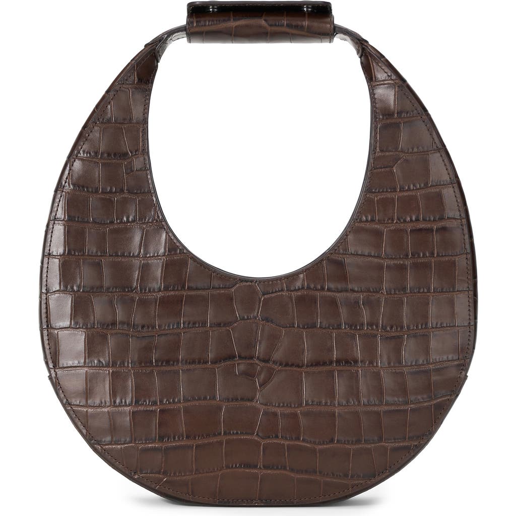 Staud Moon Croc Embossed Leather Top Handle Tote