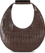 STAUD Moon Croc Embossed Leather Top Handle Tote