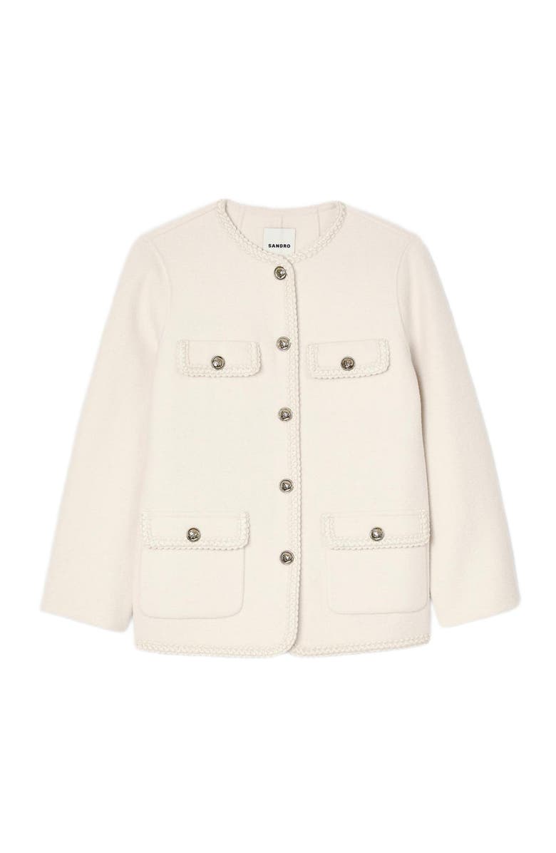 SANDRO Coat with braided trim, Alternate, color,