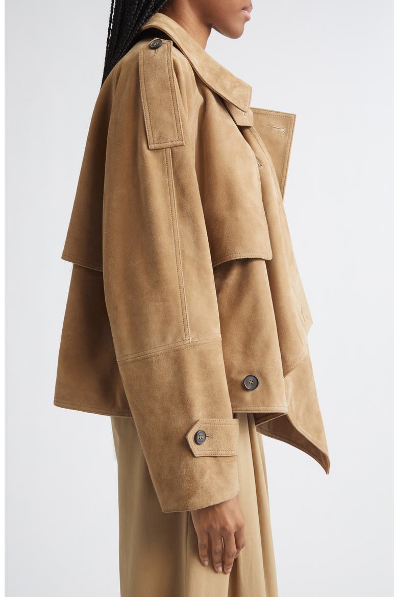 Cascade Double Breasted Suede Jacket, Alternate, color, SAND