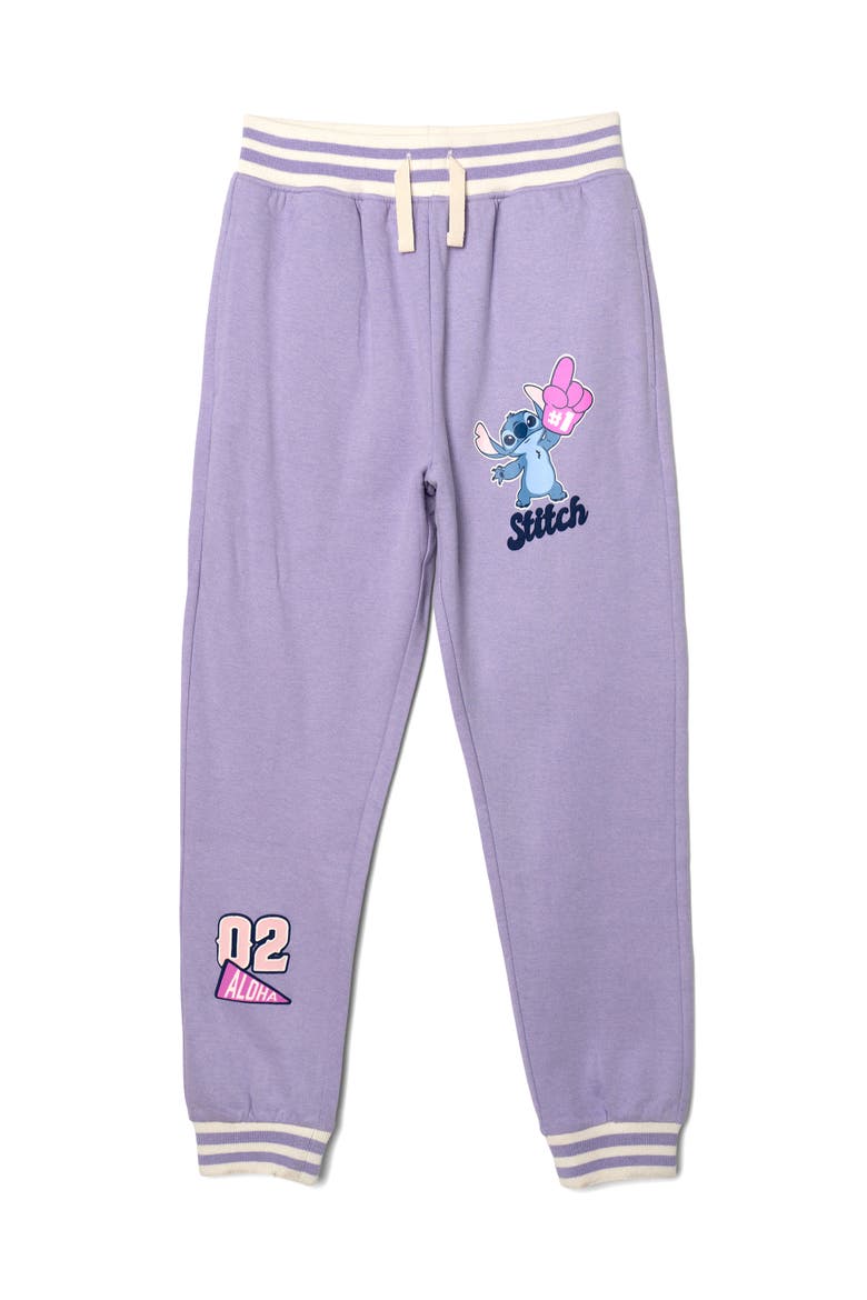 Lilo & Stitch Fleece Varsity Jacket and Joggers Set, Alternate, color, Purple Stitch