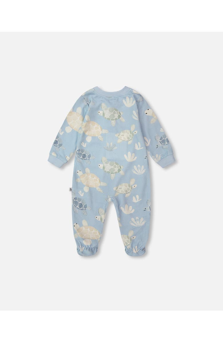 Deux par Deux Organic Cotton Jersey Turtle Print One-Piece Pyjama, Alternate, color, Blue Turtle Print