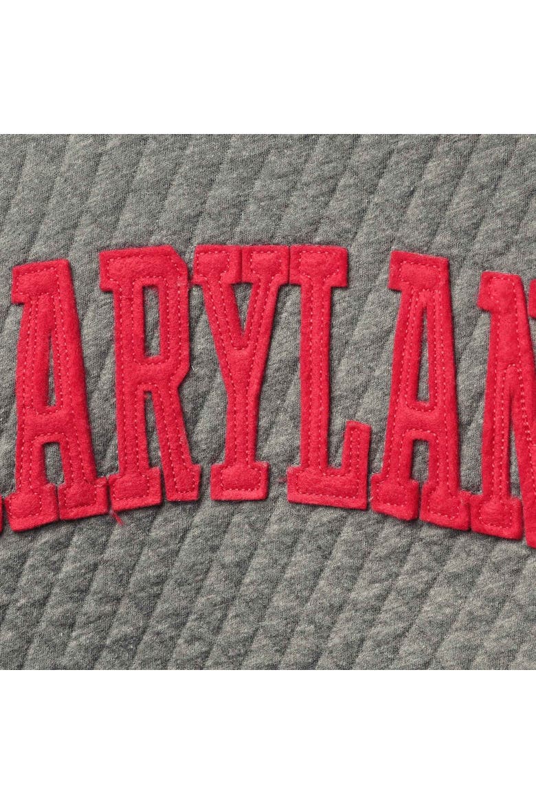 Women's Pressbox Heather Charcoal Maryland Terrapins Moose Quilted Pullover Sweatshirt, Alternate, color, Heather Gray