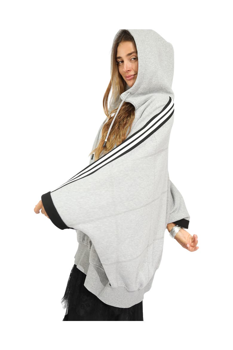 Living by the Ocean Oversized Striped Hoodie, Alternate, color, Grey