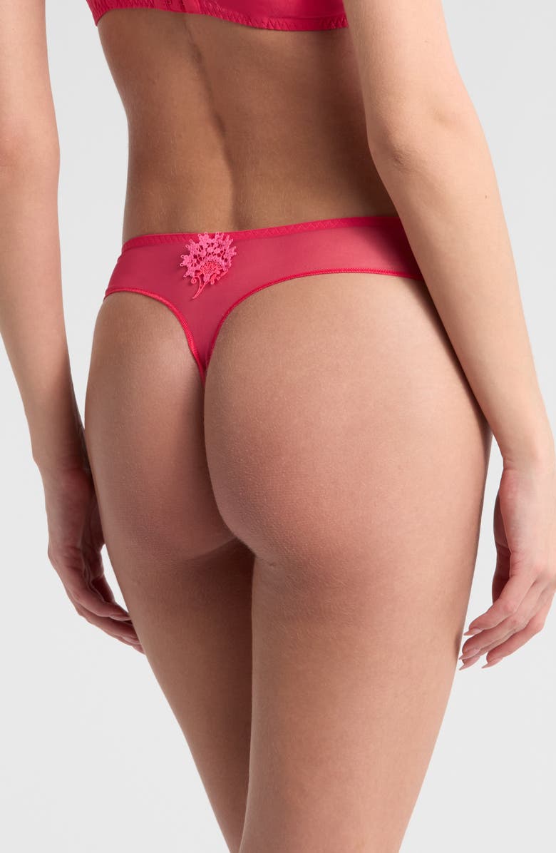 Simone Perele 'Wish' Embroidered Tanga Thong, Alternate, color, Fabulous Pink