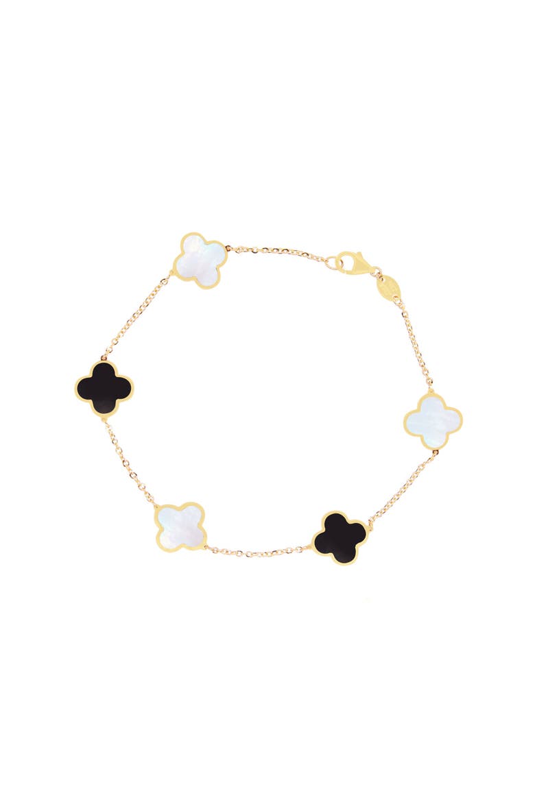 Small Mother of Pearl and Onyx Mixed Clover Bracelet, Main, color, Mother of Pearl and Onyx