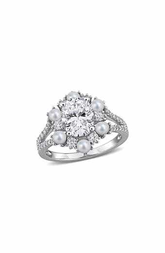 Cultured Freshwater Pearl and Cubic Zirconia Statement Ring